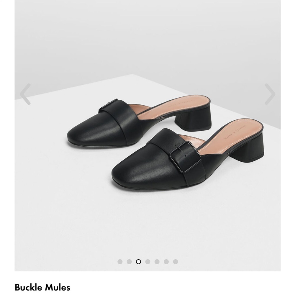 Charles&Keith buckle mules  black size 8